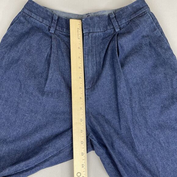 Uniqlo Denim Pleated Dress Pants Women’s Size 0 Dark Blue Cotton Trousers Casual - Picture 9 of 16